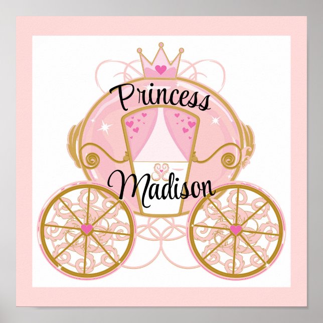 Princess Royal Carriage Pink & Gold Wall Art  (Front)