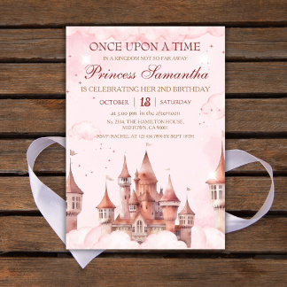 Princess second Birthday magical fairy tale castle Invitation