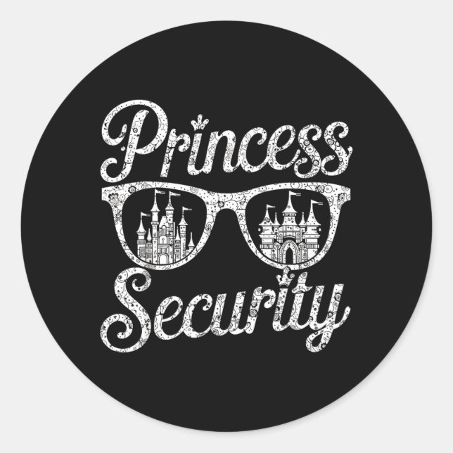 Princess Security Funny Graphic Halloween Classic Round Sticker (Front)