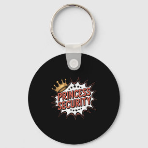 Princess Security Retro Birthday Dad & Mom Boy Keychain