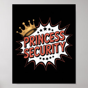 Princess Security Retro Birthday Dad & Mom Boy Poster