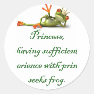 Princess Seeks Frog Round Sticker