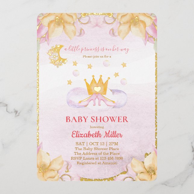 Princess Shoes And Crown Baby Shower (Front)