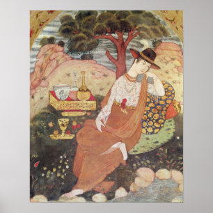 Princess sitting in a garden, Safavid Dynasty Poster