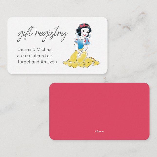 Princess Snow White |  Baby Shower Gift Registry E Enclosure Card (Front/Back)