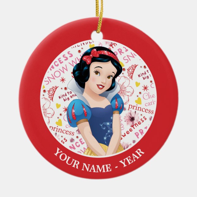 Princess Snow White | Crossing Arms Add Your Name Ceramic Ornament (Front)
