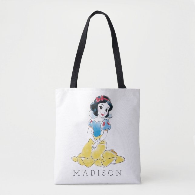 Princess Snow White Watercolor | Add Your Name Tote Bag (Front)