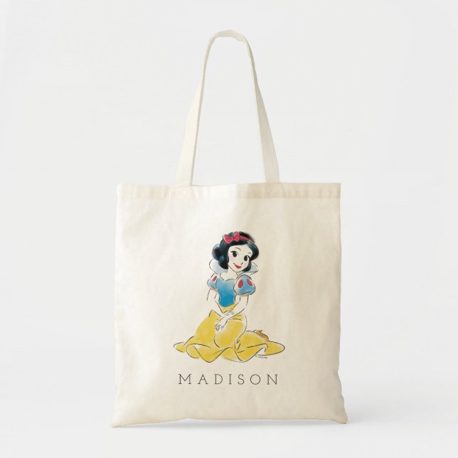 Princess Snow White Watercolor | Add Your Name Tote Bag (Front)