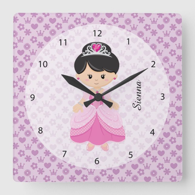 Princess Square Wall Clock (Front)