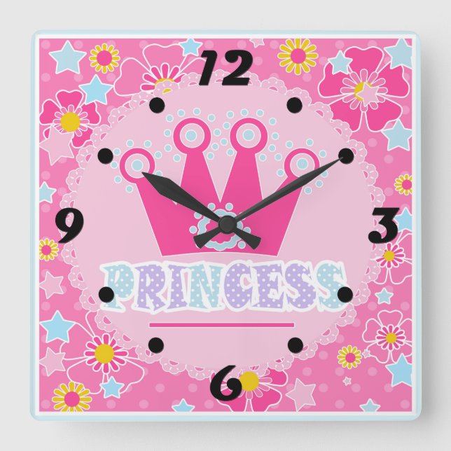 Princess . square wall clock (Front)