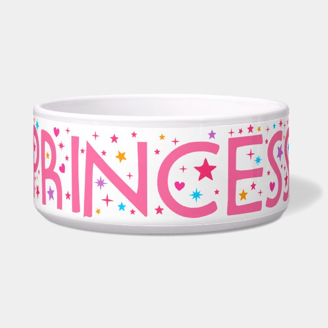 Princess Stars and Hearts Pet food bowl (Front)