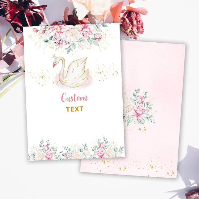 Princess Swan Baby Shower Custom Text Card (Creator Uploaded)