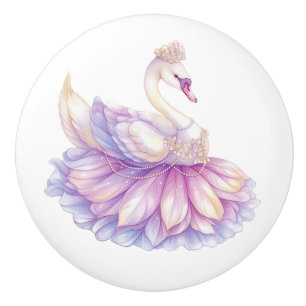 Princess Swan Girl's Ceramic Knob