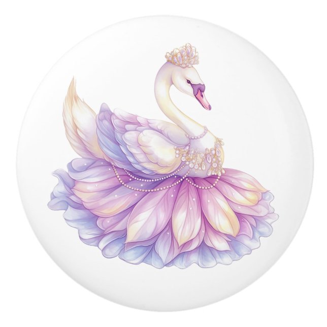 Princess Swan Girl's Ceramic Knob (Front)