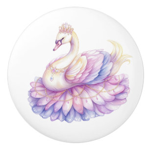 Princess Swan Girl's Ceramic Knob