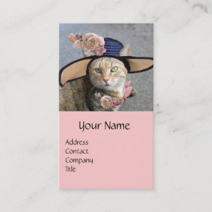 PRINCESS TATUS /ELEGANT CAT,BIG DIVA HAT AND ROSES BUSINESS CARD