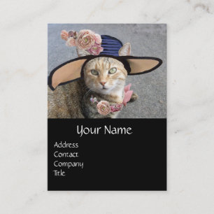PRINCESS TATUS /ELEGANT CAT,BIG DIVA HAT AND ROSES BUSINESS CARD