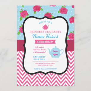 Princess Tea Party Alice Pink Birthday Invite