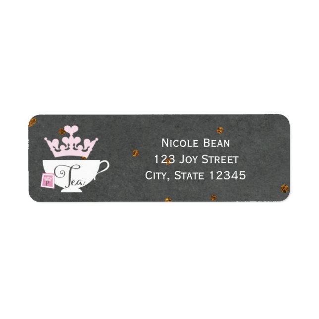 PRINCESS TEA PARTY Birthday Invitation Labels (Front)