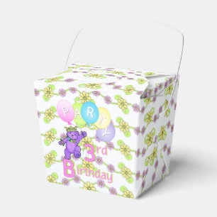 Princess Teddy Bear 3rd Birthday Party Custom Favor Box