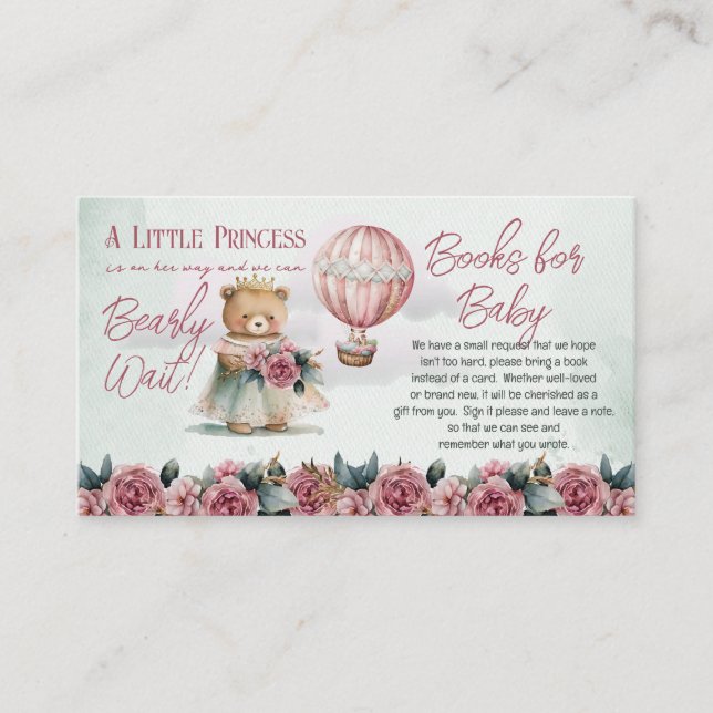 Princess Teddy Bear Bearly Wait Books for Baby Enclosure Card (Front)