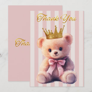 Princess Teddy Bear Thank You Card