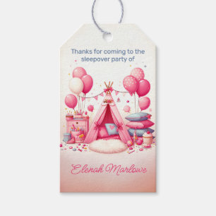Princess Teepee & Pillows Slumber Birthday Party Gift Tags