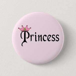 Princess Text with Crown 2 Inch Round Button