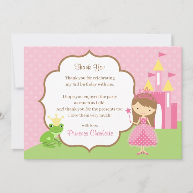 Princess Thank You Cards (Frog Prince Castle) (Front)