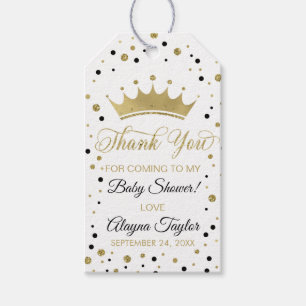 Princess Thank You Tag, Black, Faux Glitter Gift Tags