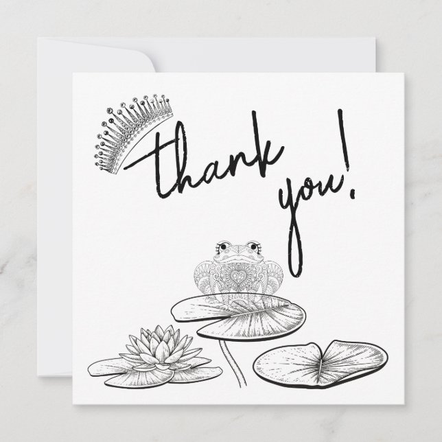 Princess + The Frog - B&W- Couples Thank You Card (Front)