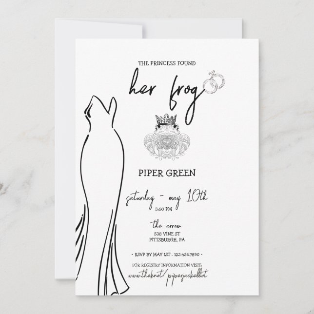 Princess & The Frog - B&W - Invitation Fête des ma (Devant)