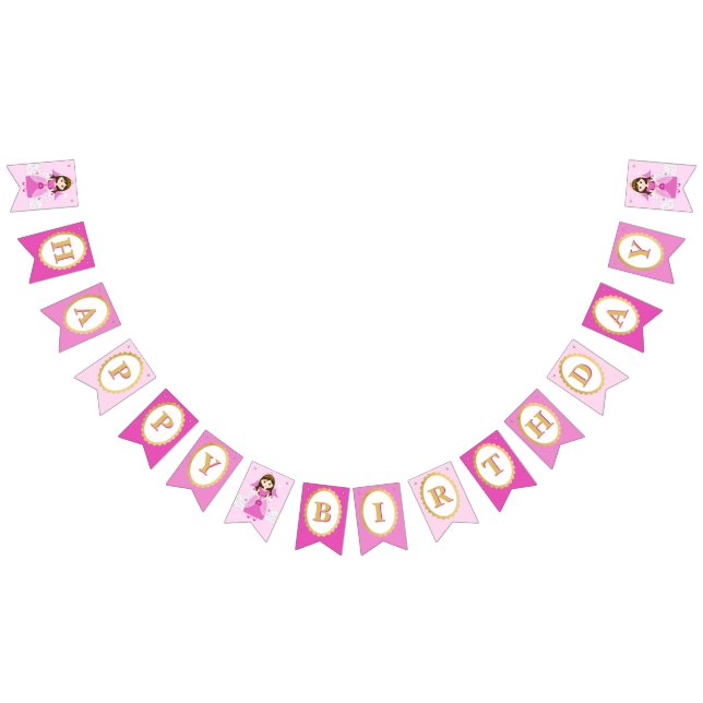 Princess Theme Birthday Girl Party Pink Bunting Flags (All)