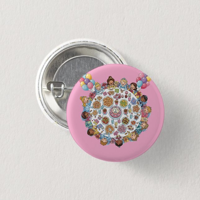 Princess Themed Costume Party 1 Inch Round Button (Front & Back)