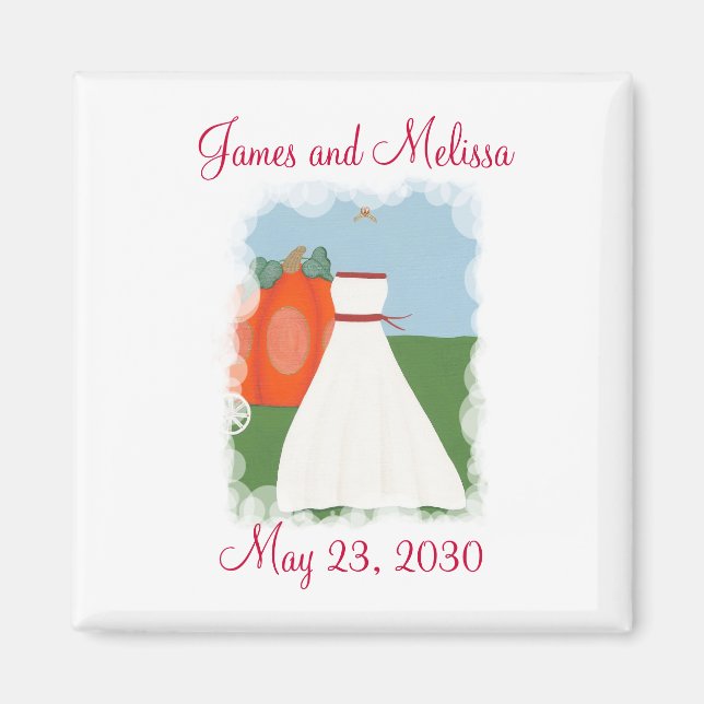 Princess Themed Save the date Wedding Magnets (Front)