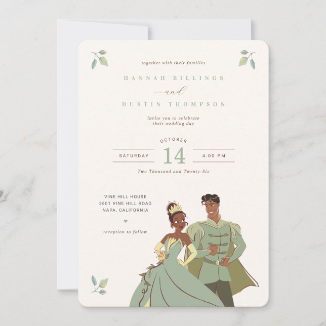 Princess Tiana and Naveen Wedding Invitation (Front)