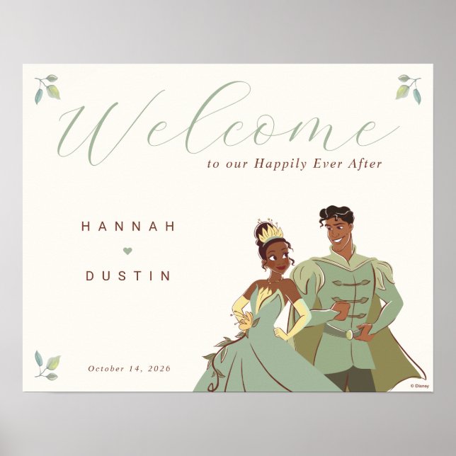 Princess Tiana and Naveen Wedding Welcome Sign (Front)