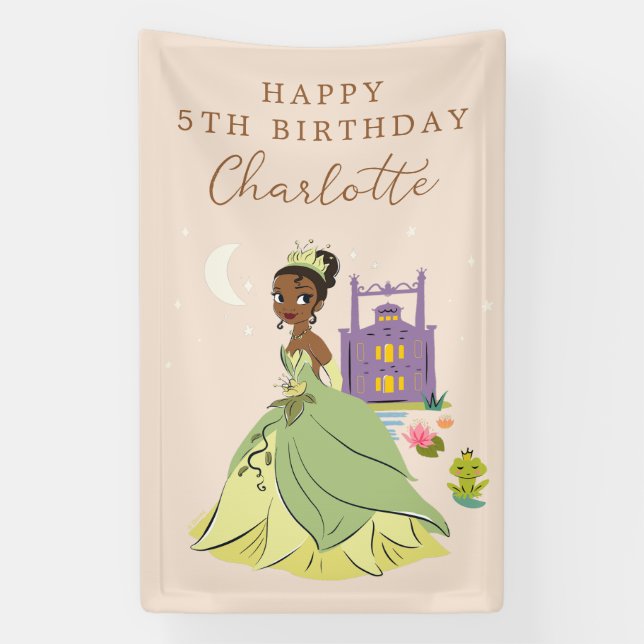 Princess Tiana l Girls Birthday Sleepover Banner (Vertical)