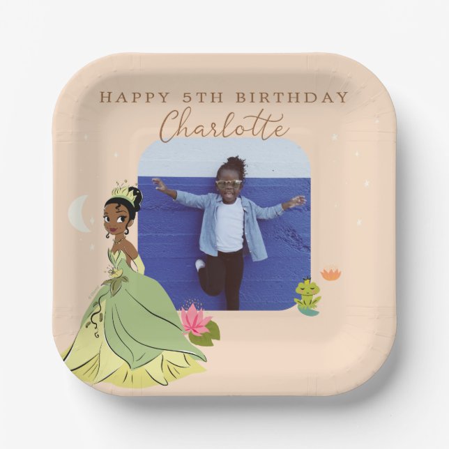 Princess Tiana l Girls Birthday Sleepover Paper Plate (Front)