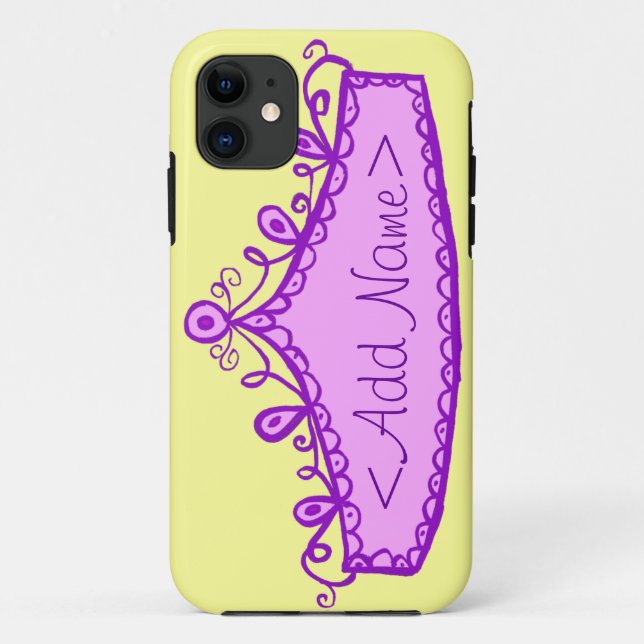 Princess Tiara Crown Custom Name iPhone Case (Back)
