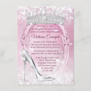 Princess Tiara Glass Shoe Cinderella Quinceanera Invitation