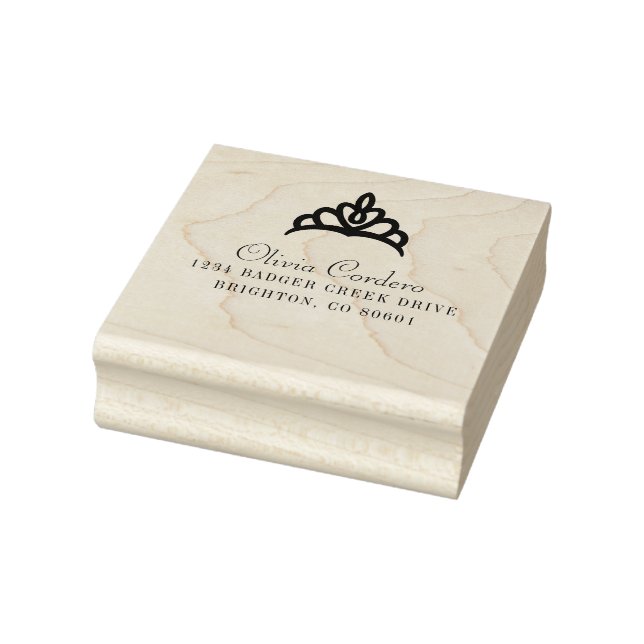 Princess Tiara Name and Address Rubber Stamp (Stamp)