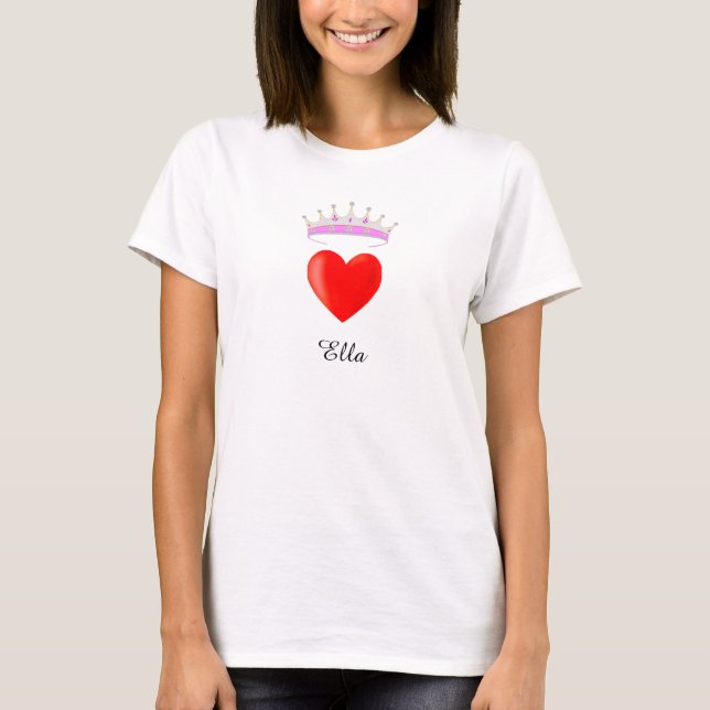 Princess Tiara & Name Calligraphy T-Shirt (Front)