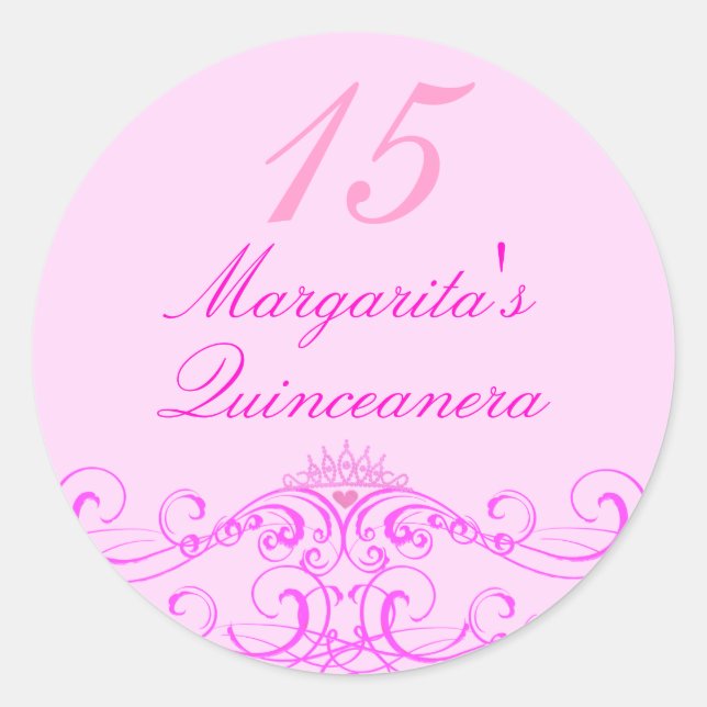 Princess Tiara Pink Quinceanera Sticker (Front)