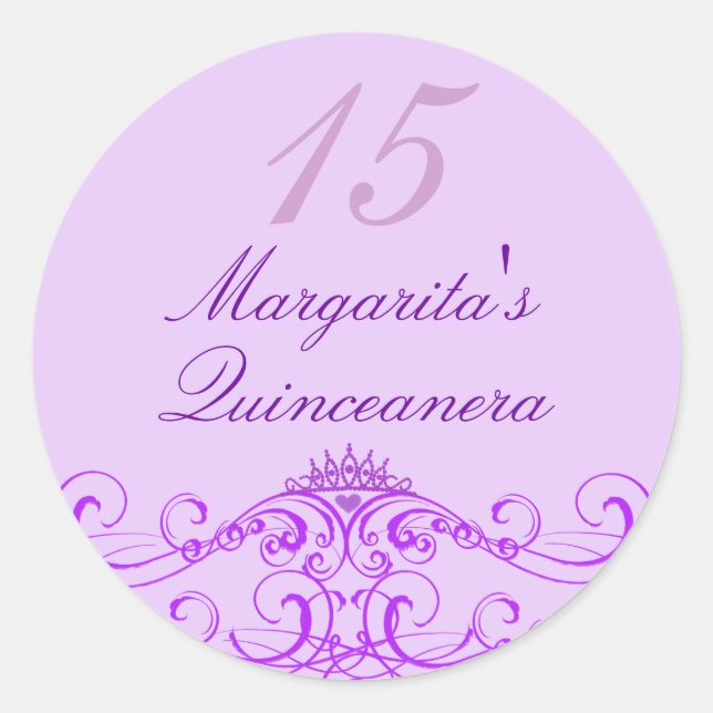Princess Tiara Purple Quinceanera Sticker (Front)