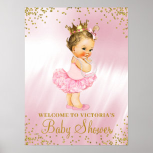 Princess Tutu Baby Shower Welcome Sign Brunette