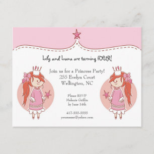 Princess Twins Birthday Party Invitations