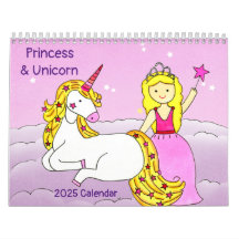 Princess & Unicorn 2025 Calendar