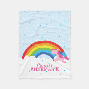 Princess Unicorn and Rainbow Fleece Blanket