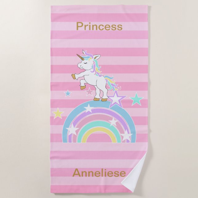 Princess Unicorn 🦄 Beach Towel (Front)